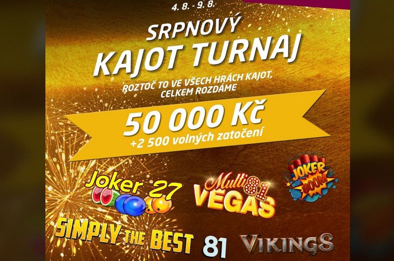 August KAJOT-Turnier um 50.000 CZK und 2.500 Freispiele in SynotTIP