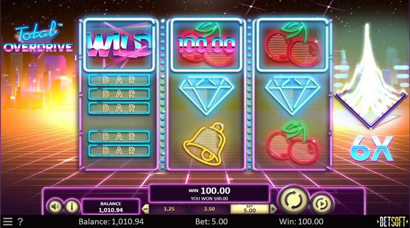 Oblíbený 3válcový automat Total Overdrive v online Casinu YoYo.