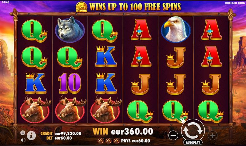 Méně obvyklý, ale čím dál častěji hraný 6válcový automat Buffalo King v online Casinu Zet. 