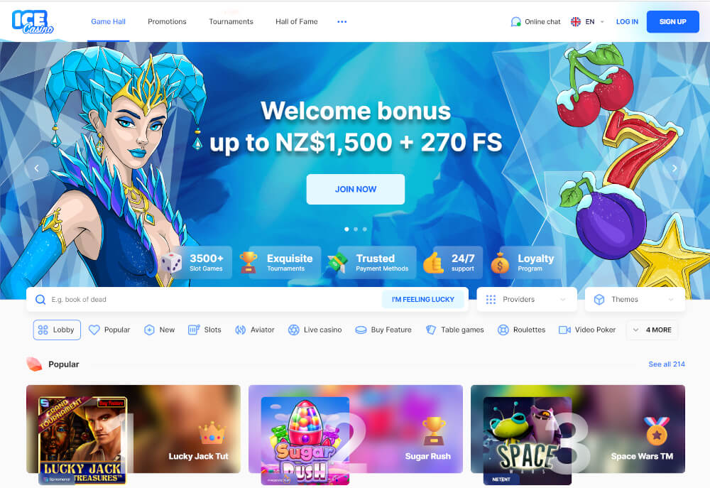 Ice Casino homepage