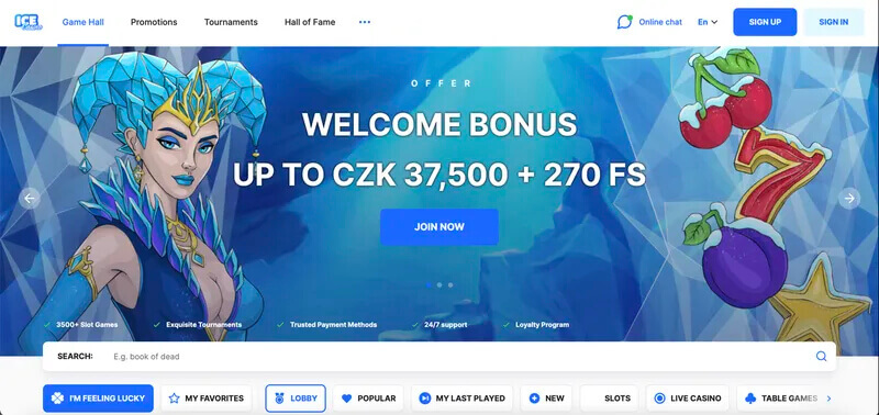 Ice Casino homepage