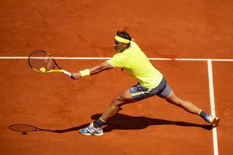 Rafael Nadal během zápasu na Roland Garros